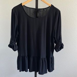 Womens Apt 9 Black Quarter Sleeved Peplum Top
